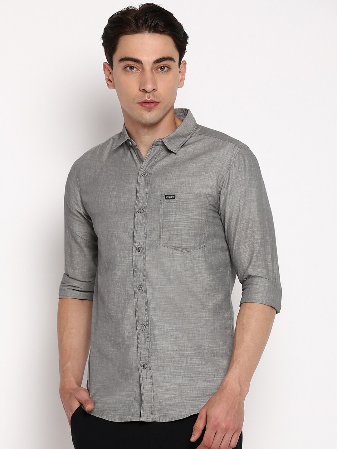 

Wrangler Men Grey Slim Fit Casual Shirt