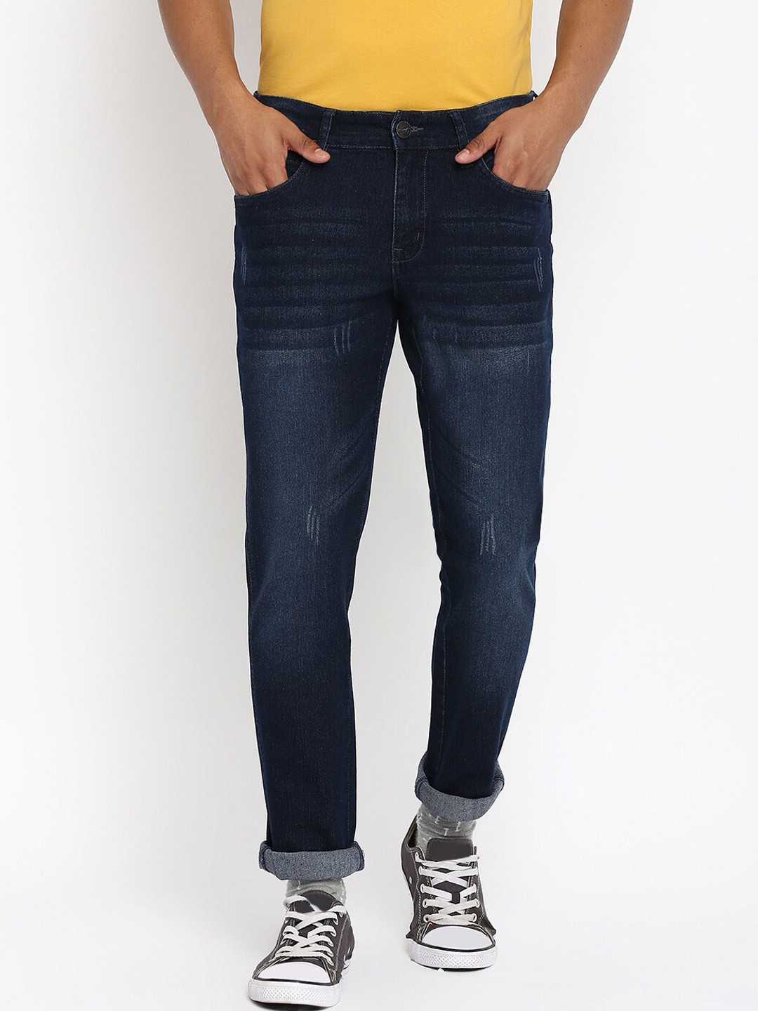 

Wrangler Men Blue Vegas Skinny Fit Low-Rise Low Distress Light Fade Jeans