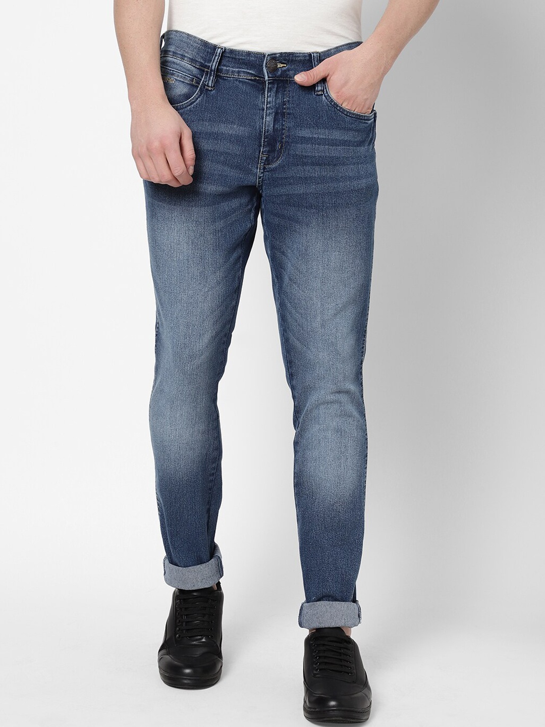 

Wrangler Men Blue Vegas Skinny Fit Low-Rise Heavy Fade Jeans