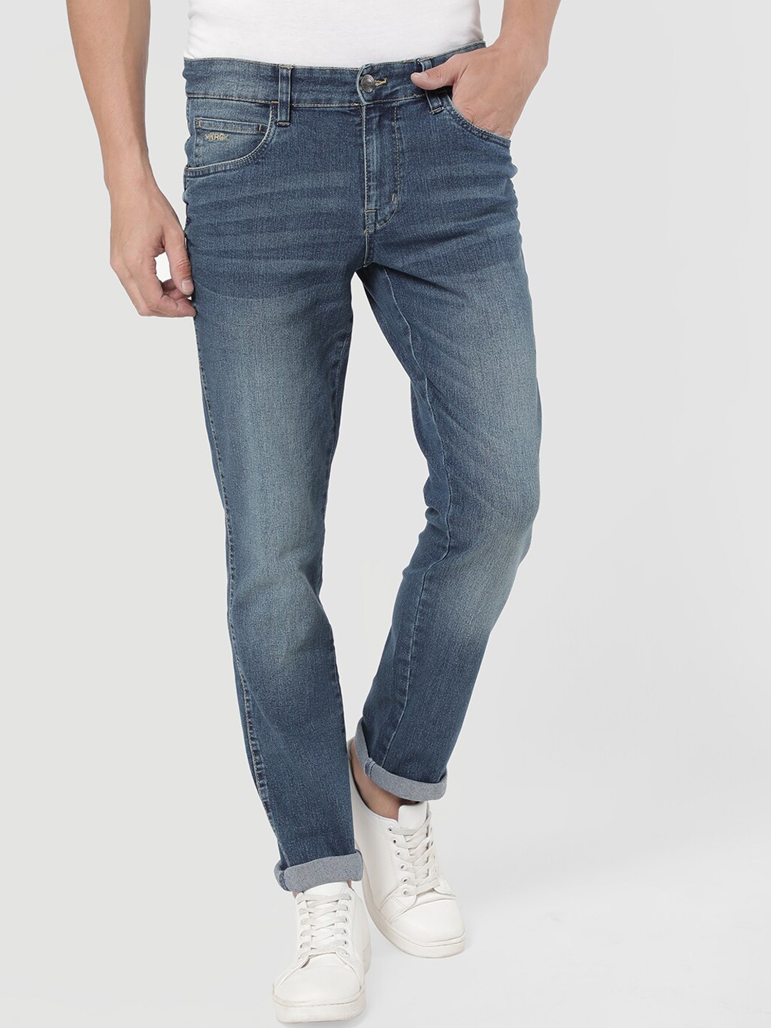 

Wrangler Men Blue Skanders Slim Fit Low-Rise Heavy Fade Jeans