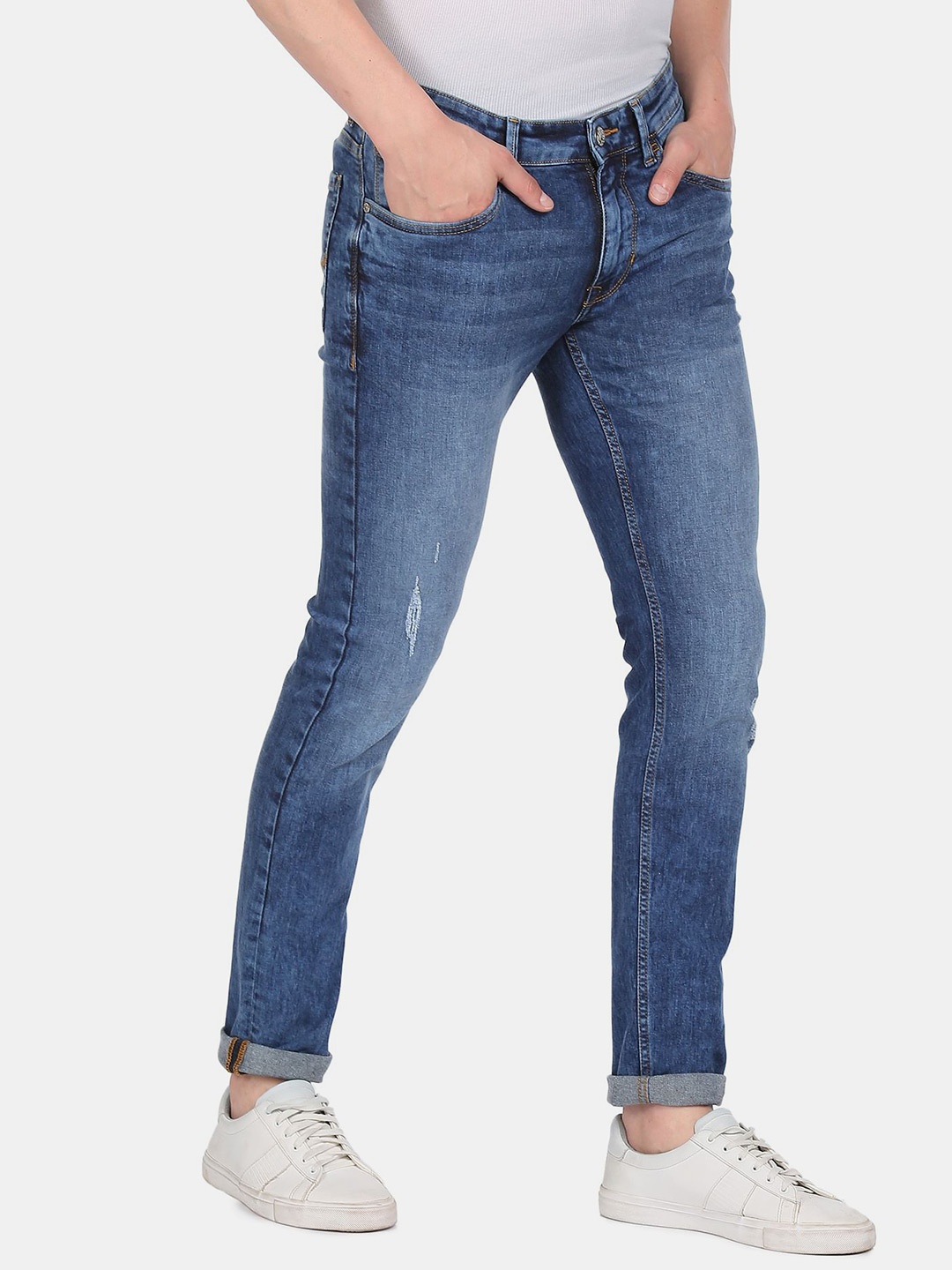 

U.S. Polo Assn. Denim Co.Men Blue Slim Fit Low Distress Heavy Fade Jeans