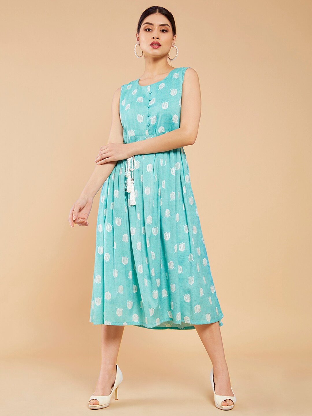 

Soch Blue Floral Ethnic Midi Dress