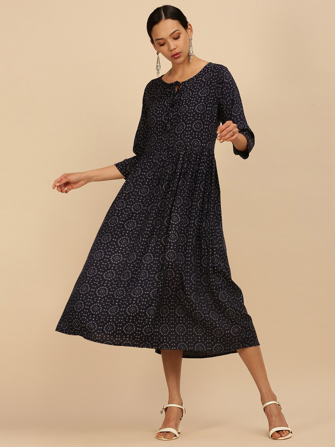 

Soch Blue Ethnic Motifs Ethnic A-Line Midi Dress