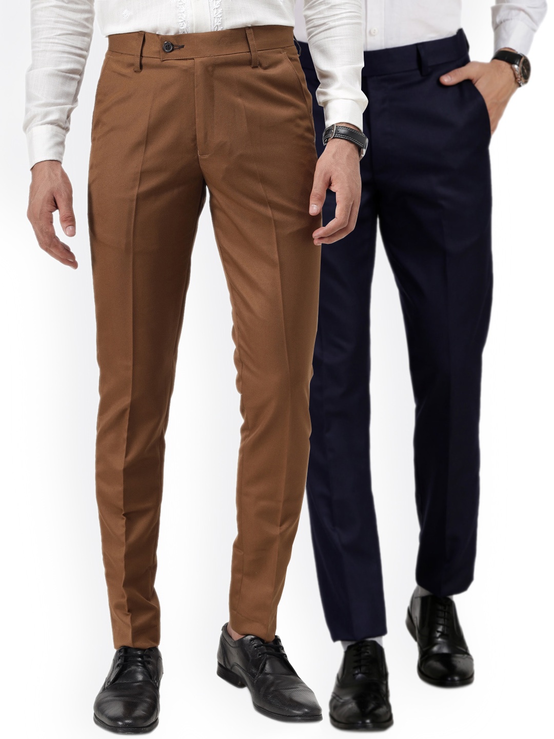 

Vandnam Fabrics Men Blue Smart Slim Fit Trousers