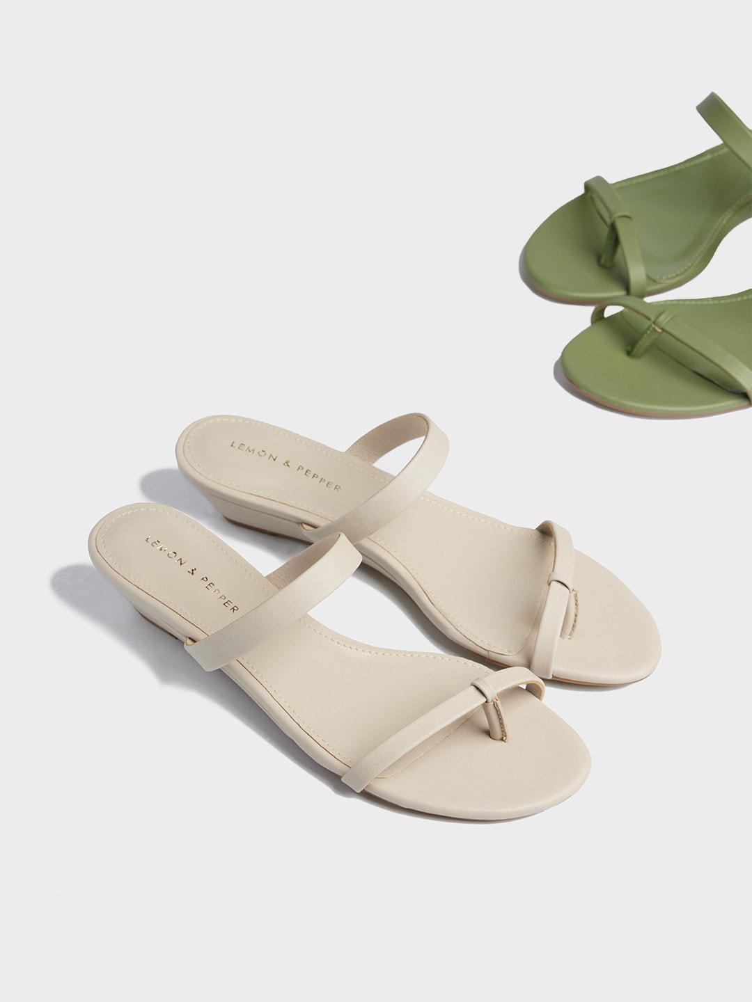 

LEMON & PEPPER Grey PU Kitten Sandals