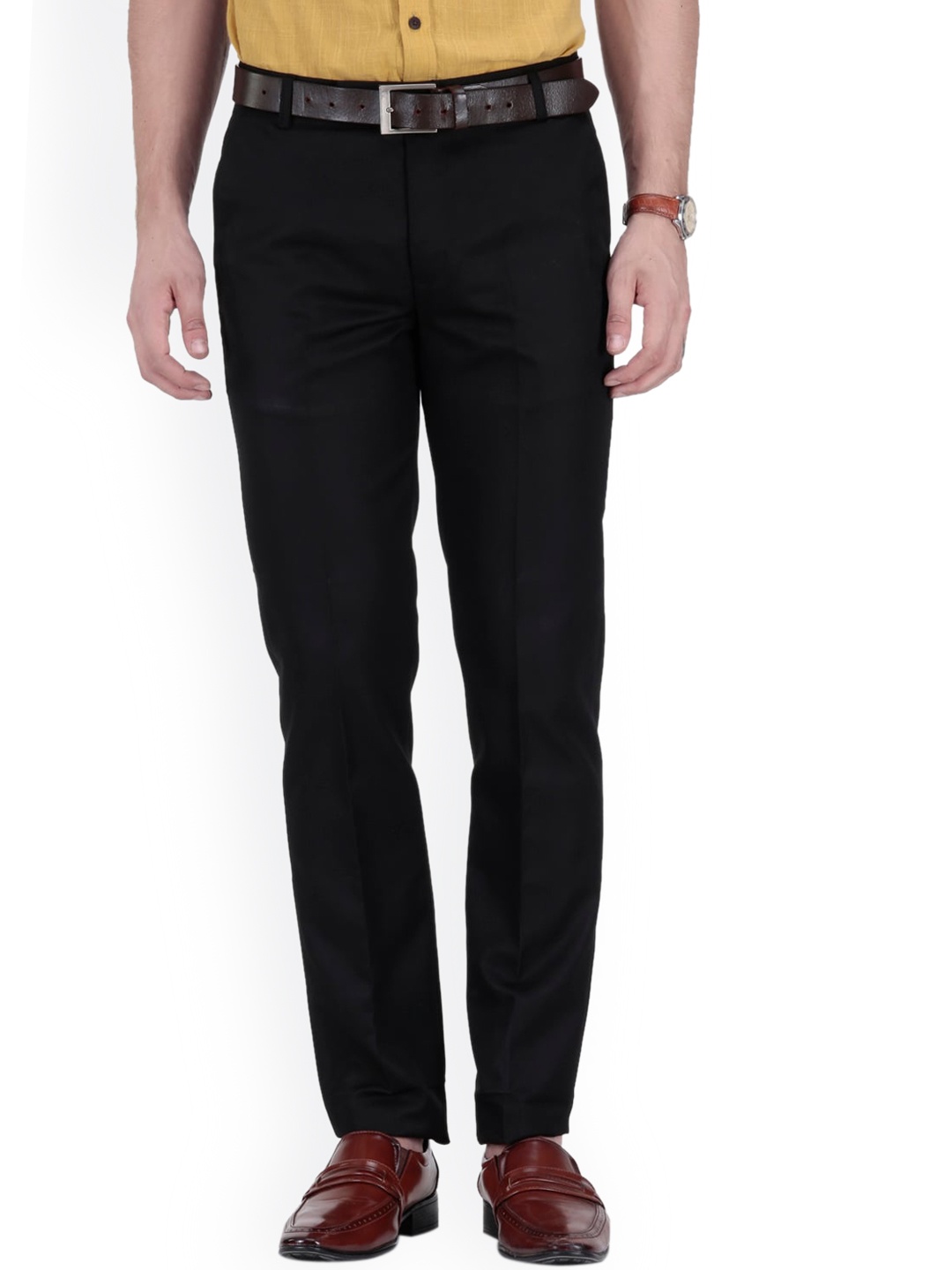 

Vandnam Fabrics Men Black Smart Slim Fit Chinos Trousers