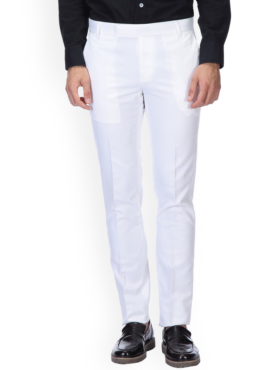

Vandnam Fabrics Men White Smart Slim Fit Trousers