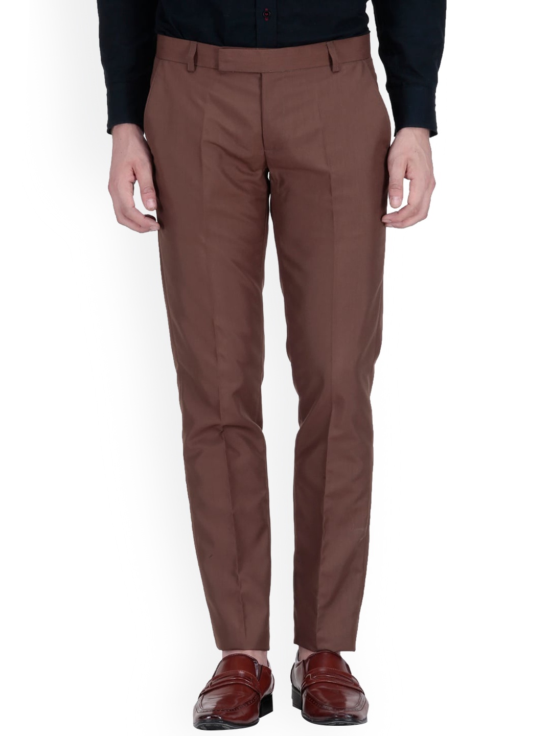 

Vandnam Fabrics Men Brown Smart Slim Fit Trousers
