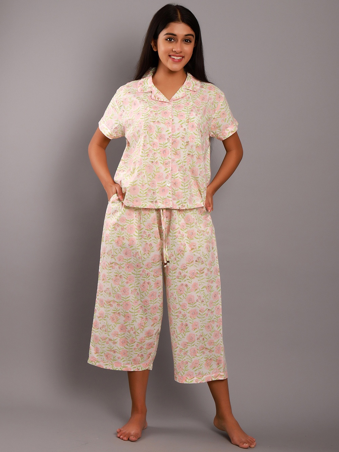 

GAURANCHE Women Pink Printed Night suit