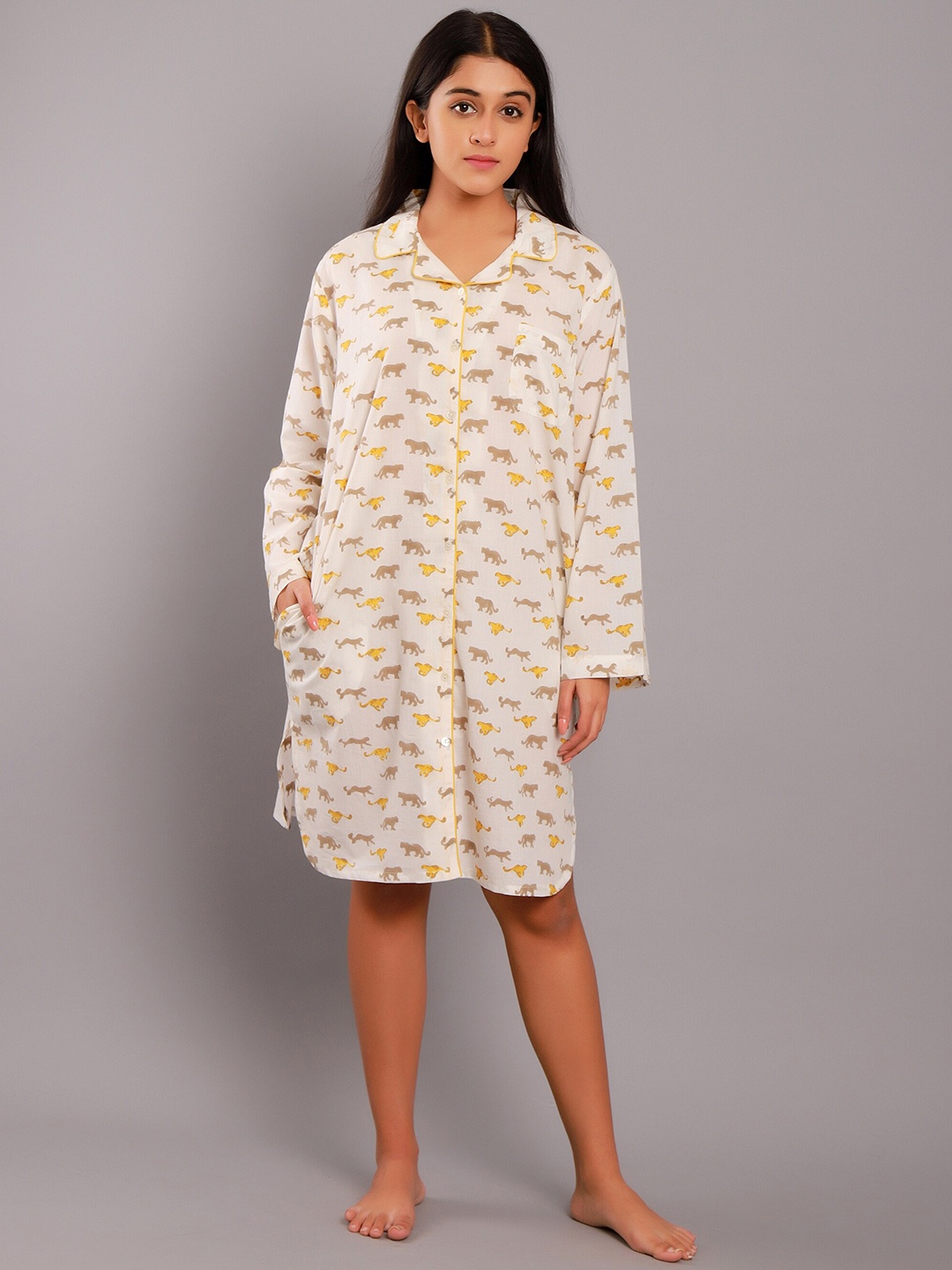 

GAURANCHE Women Beige Nightdress
