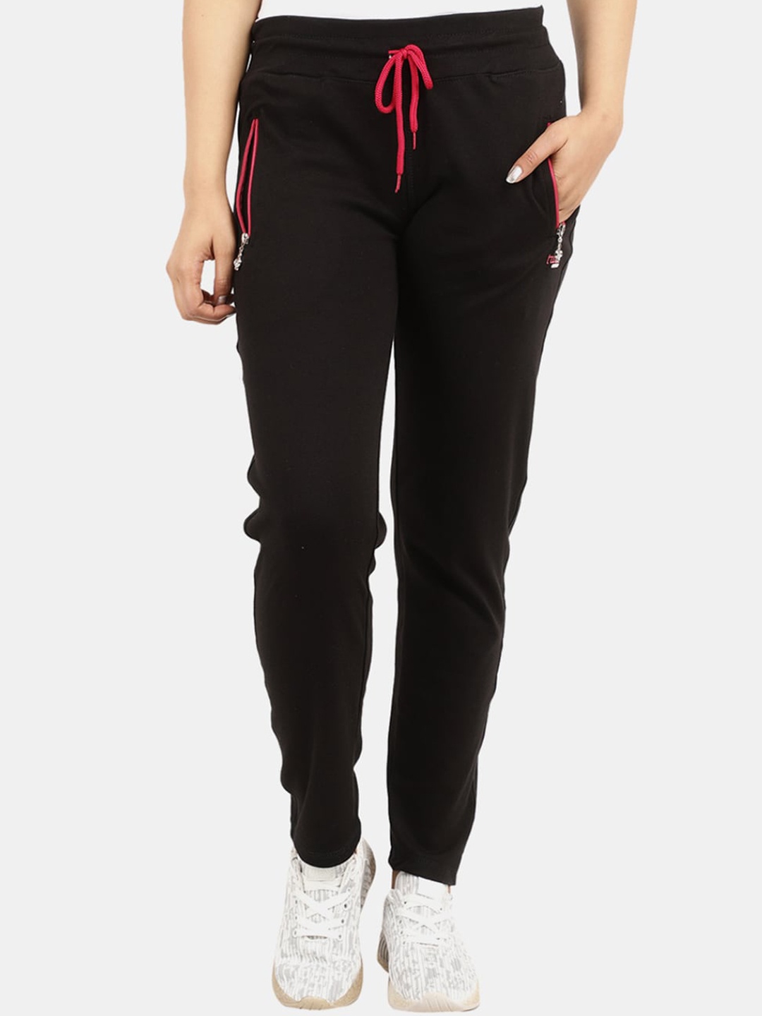 

V-Mart Women Black Solid Cotton Track Pants