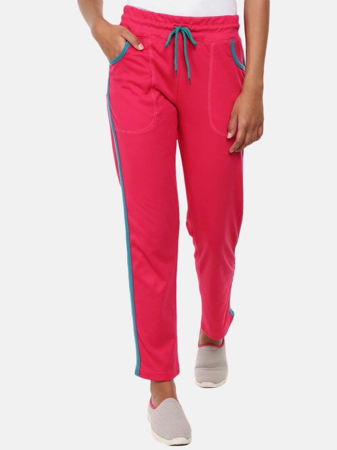 V-Mart Women Fuchsia-Colored Solid Track Pants