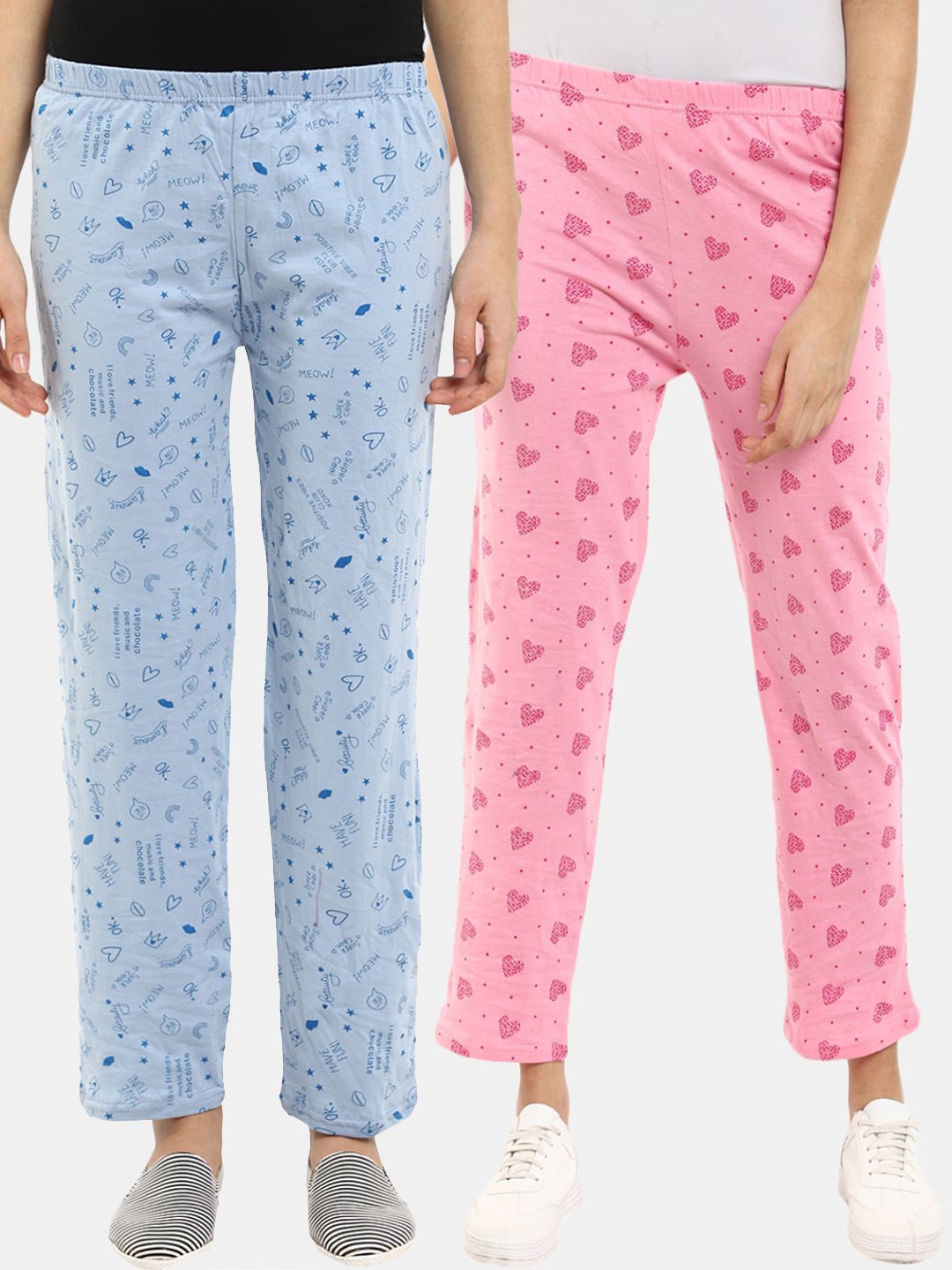 

V-Mart Women Pink & Blue Printed Track Pants