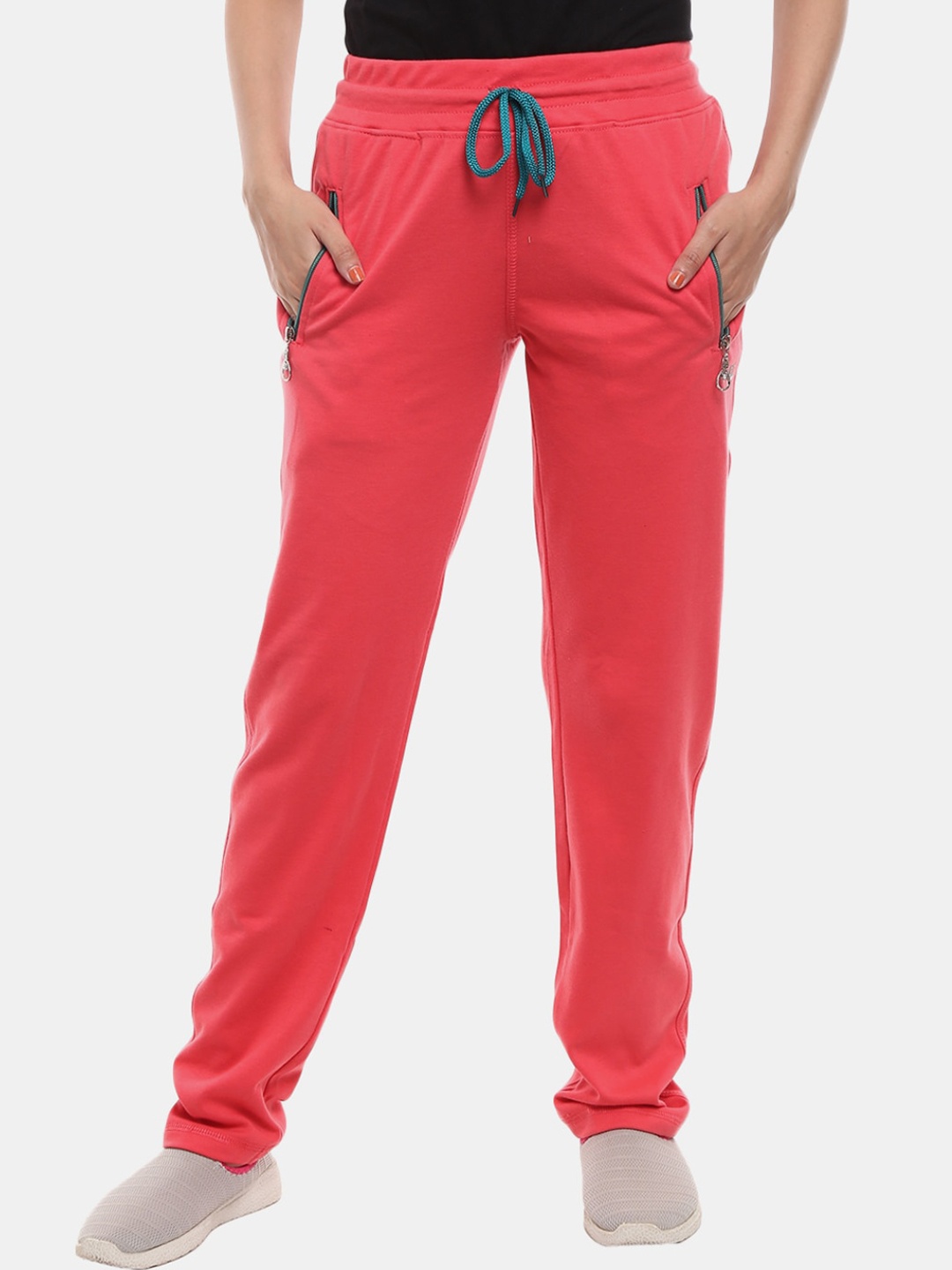

V-Mart Women Coral Solid Cotton Track Pants