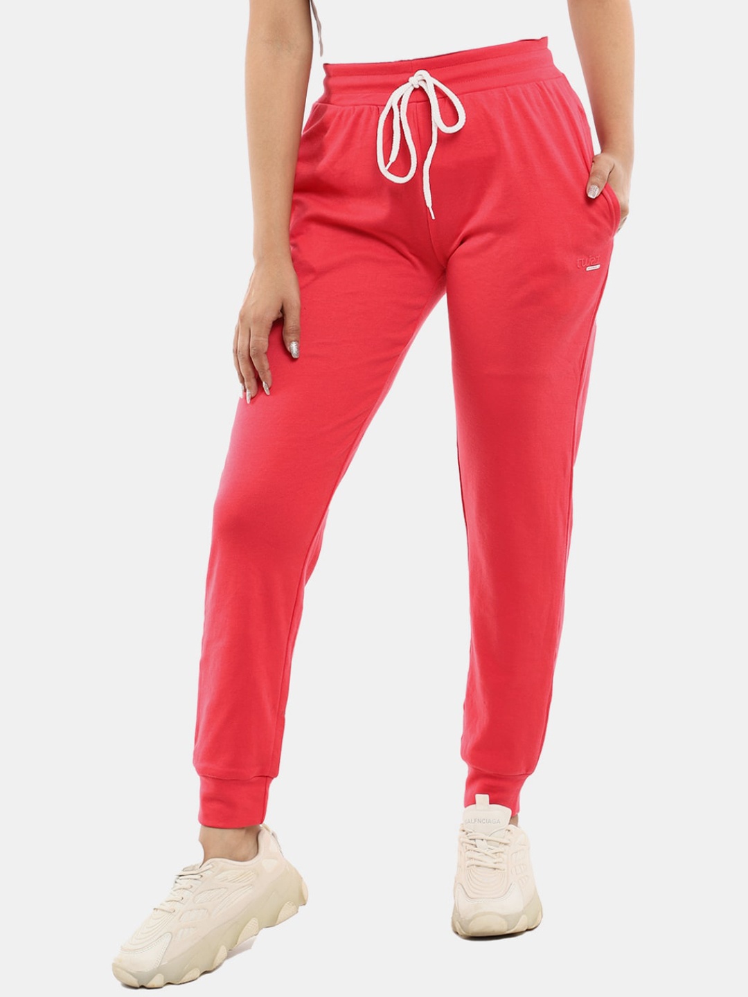 

V-Mart Women Coral-Colored Solid Track Pants