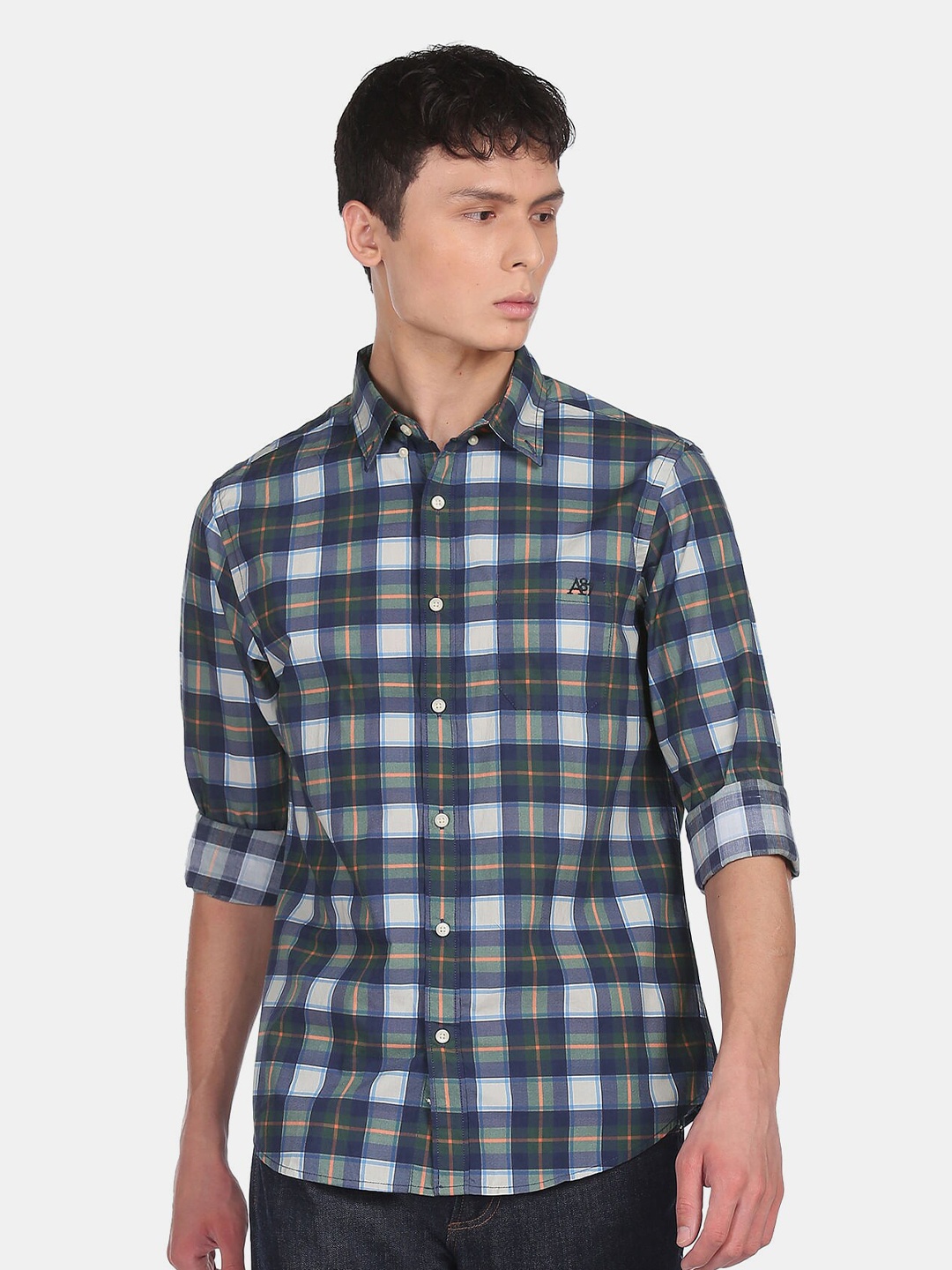 

Aeropostale Men Green Tartan Checks Checked Casual Shirt