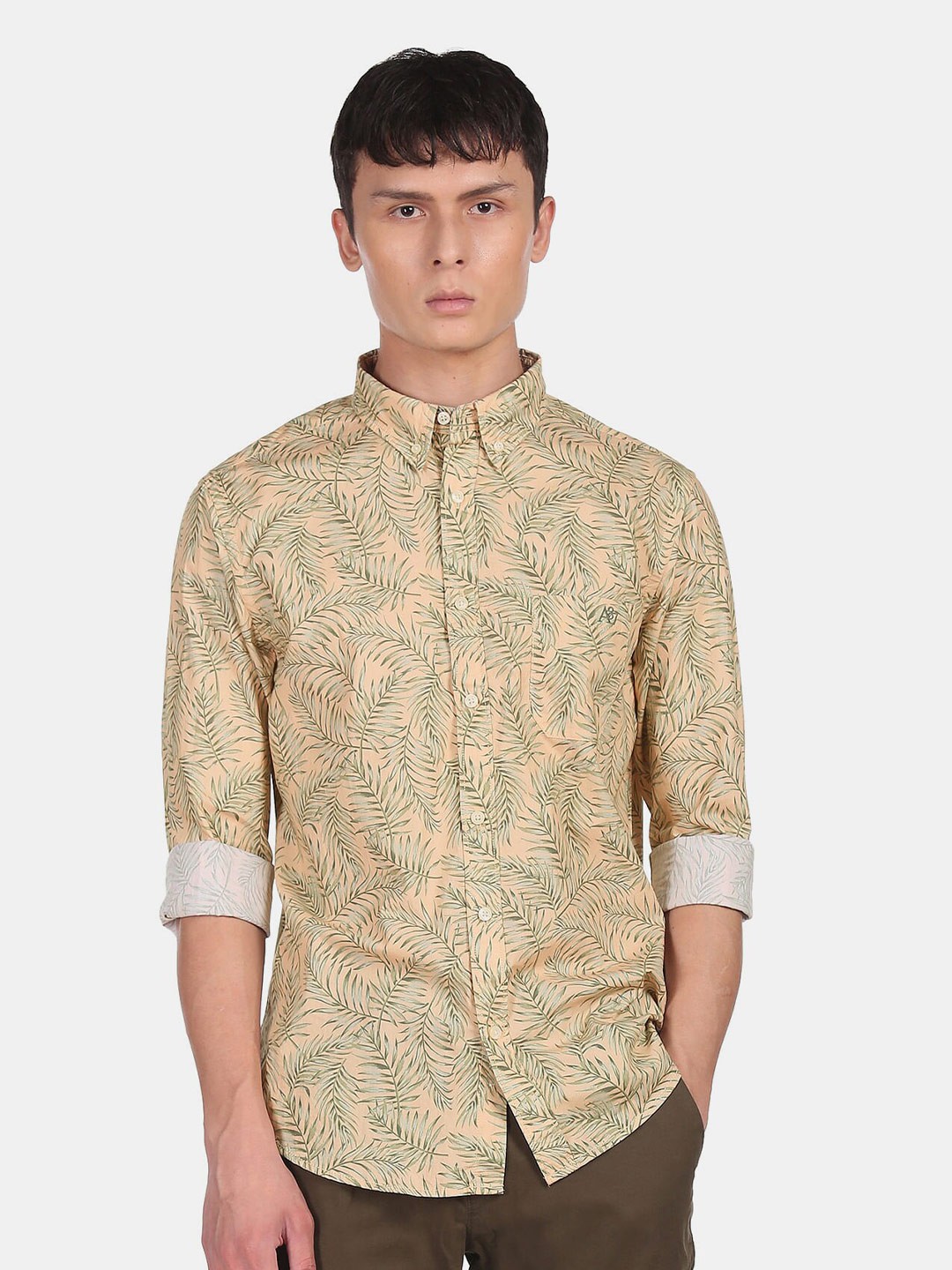 

Aeropostale Men Green Floral Printed Casual Shirt