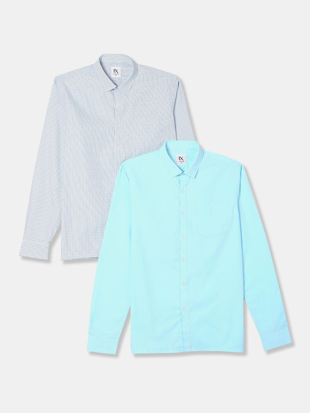 

Excalibur Pack of 2 Men Turquoise Blue & White Regular Fit Casual Shirt