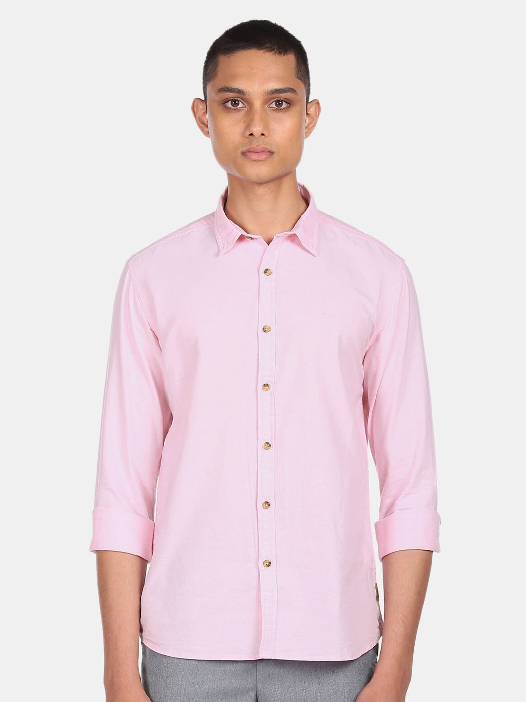 

Flying Machine Men Pink Striped Casual Shirt