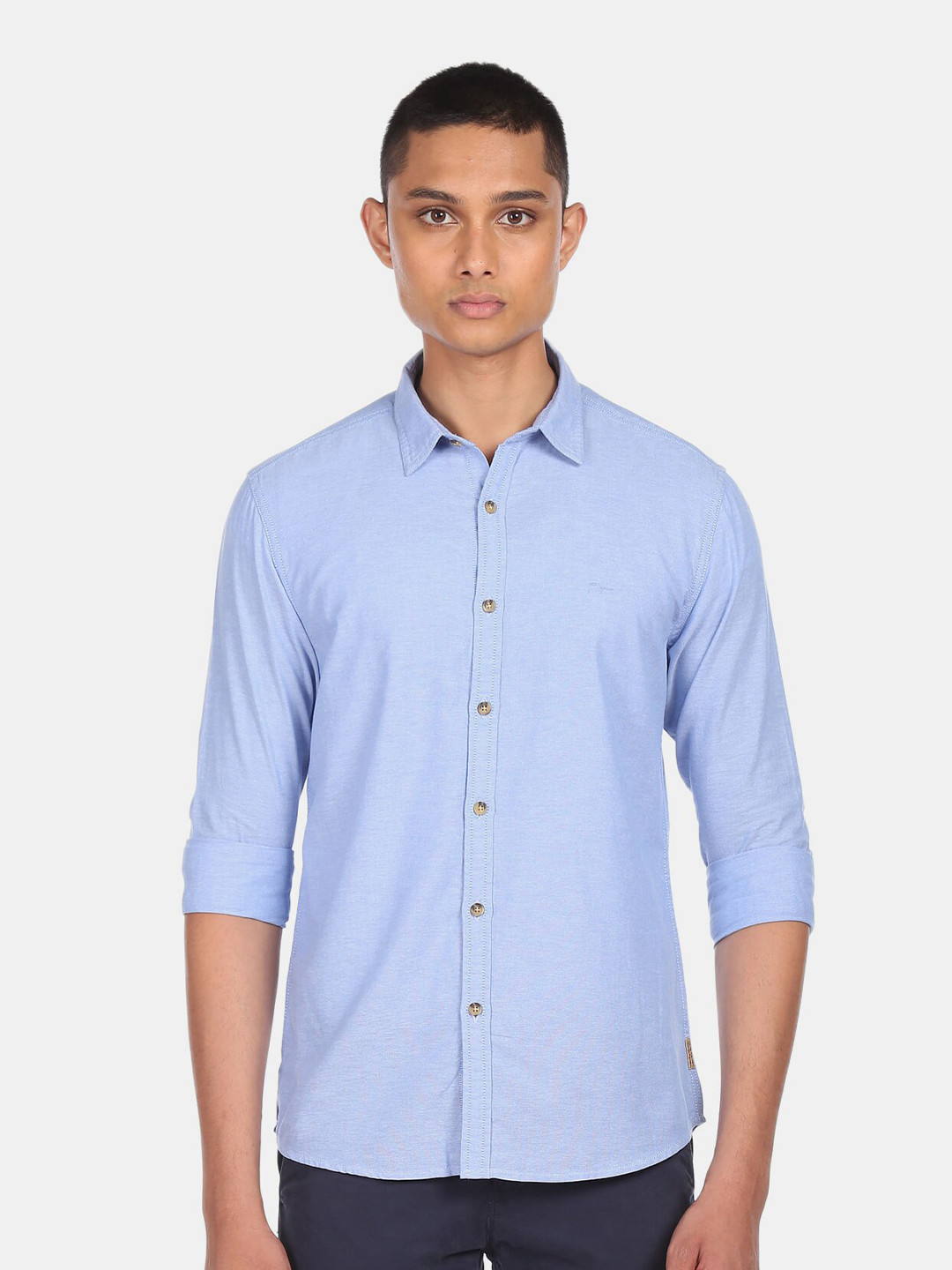 

Flying Machine Men Blue Casual Shirt