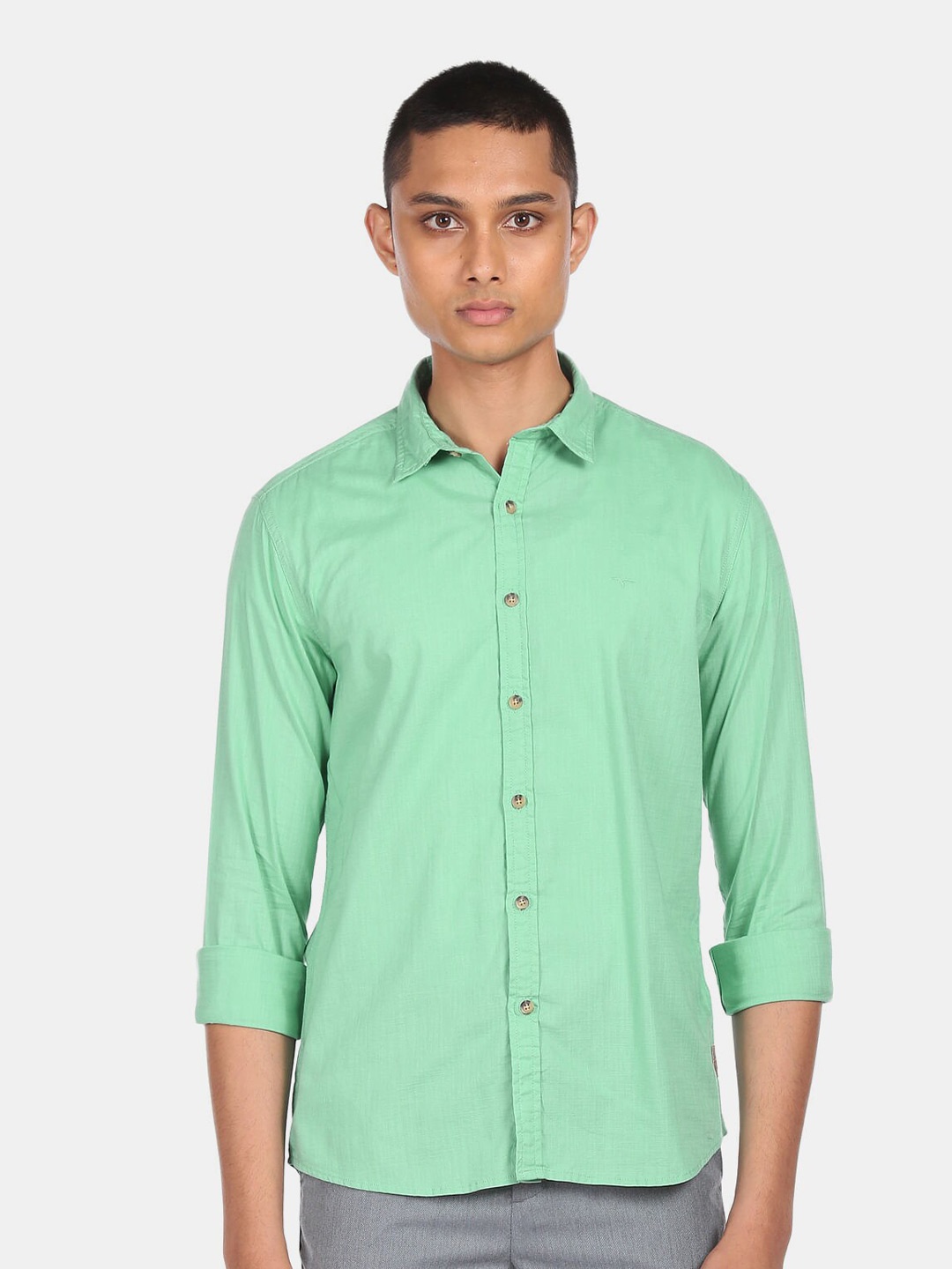 

Flying Machine Men Green Casual Shirt