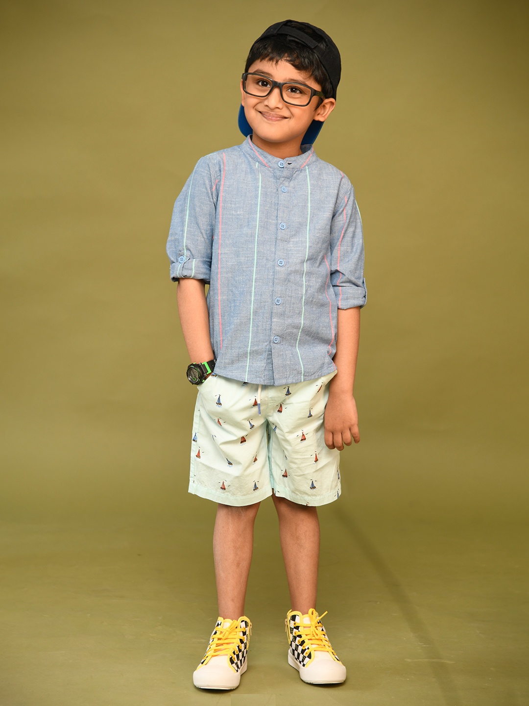 

Beebay Boys Blue Striped Casual Shirt