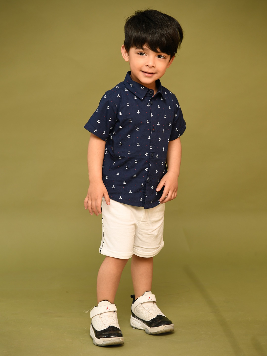 

Beebay Boys Navy Blue Nautical Printed Cotton Casual Shirt
