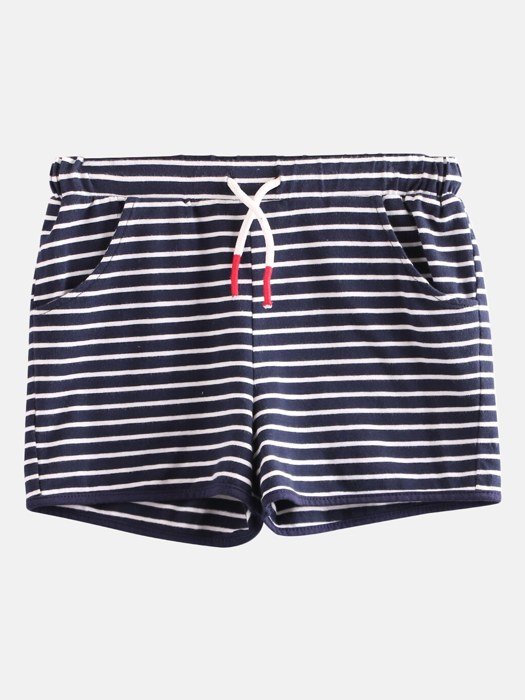 

Beebay Girls Navy Blue & White Striped Cotton Shorts