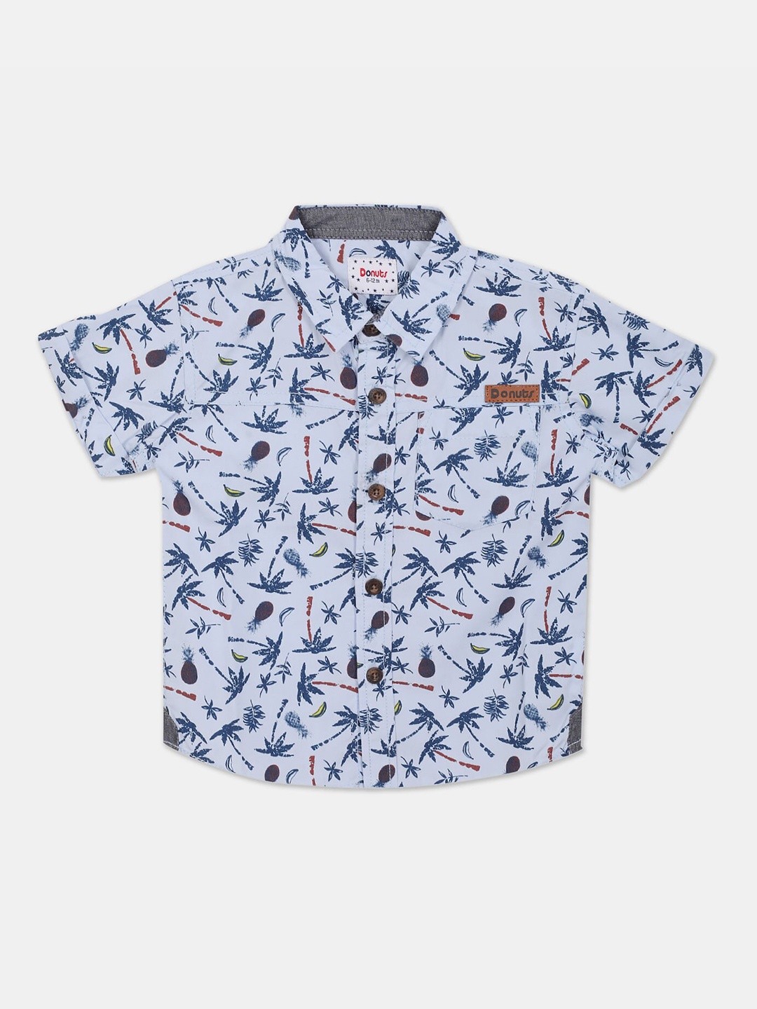 

Donuts Boys Blue Tropical Printed Pure Cotton Casual Shirt