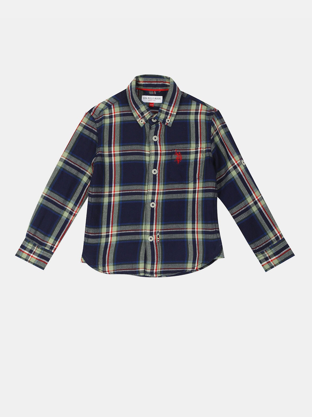 

U S Polo Assn Boys Green Tartan Checks Checked Casual Shirt
