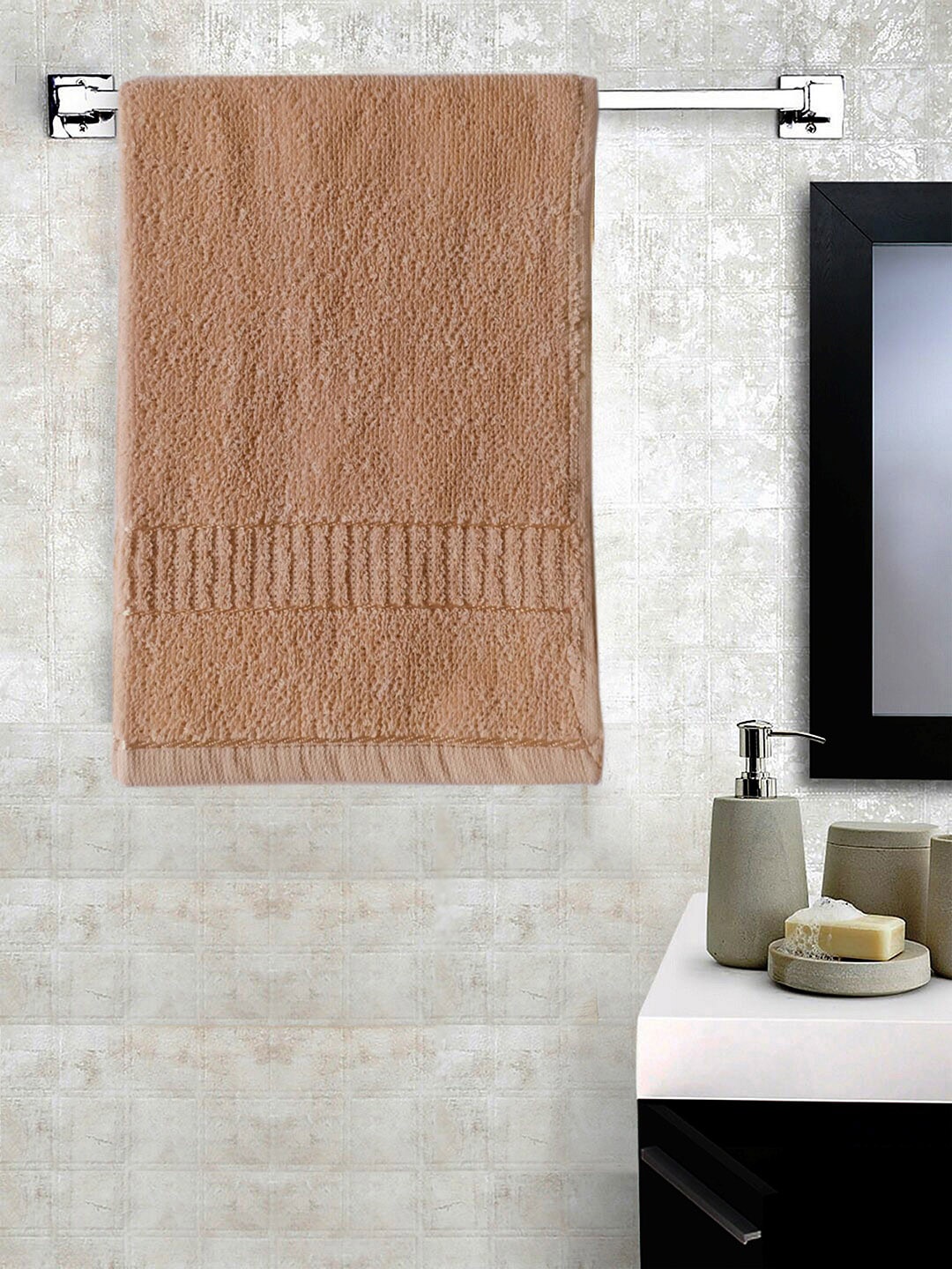 

Lushomes Set Of 6 Solid 400 GSM Hand Towels, Beige