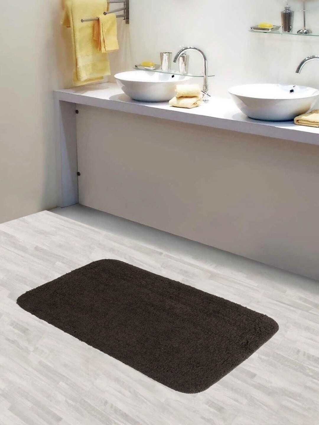

Lushomes Brown High Pile Microfiber 1800 GSM Bath Rug