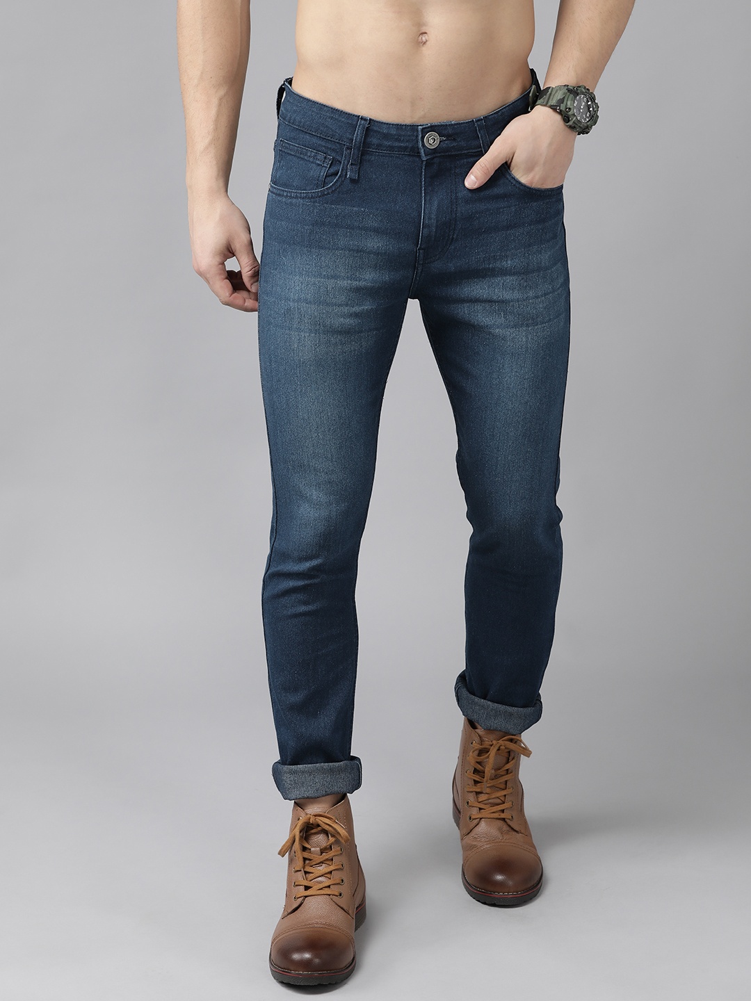

Roadster Men Navy Blue Skinny Fit Light Fade Stretchable Jeans