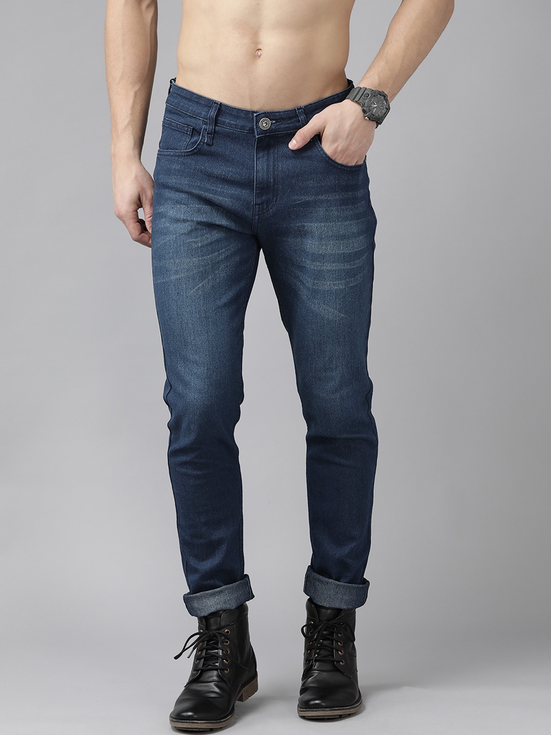

Roadster Men Navy Blue Slim Tapered Fit Light Fade Stretchable Jeans