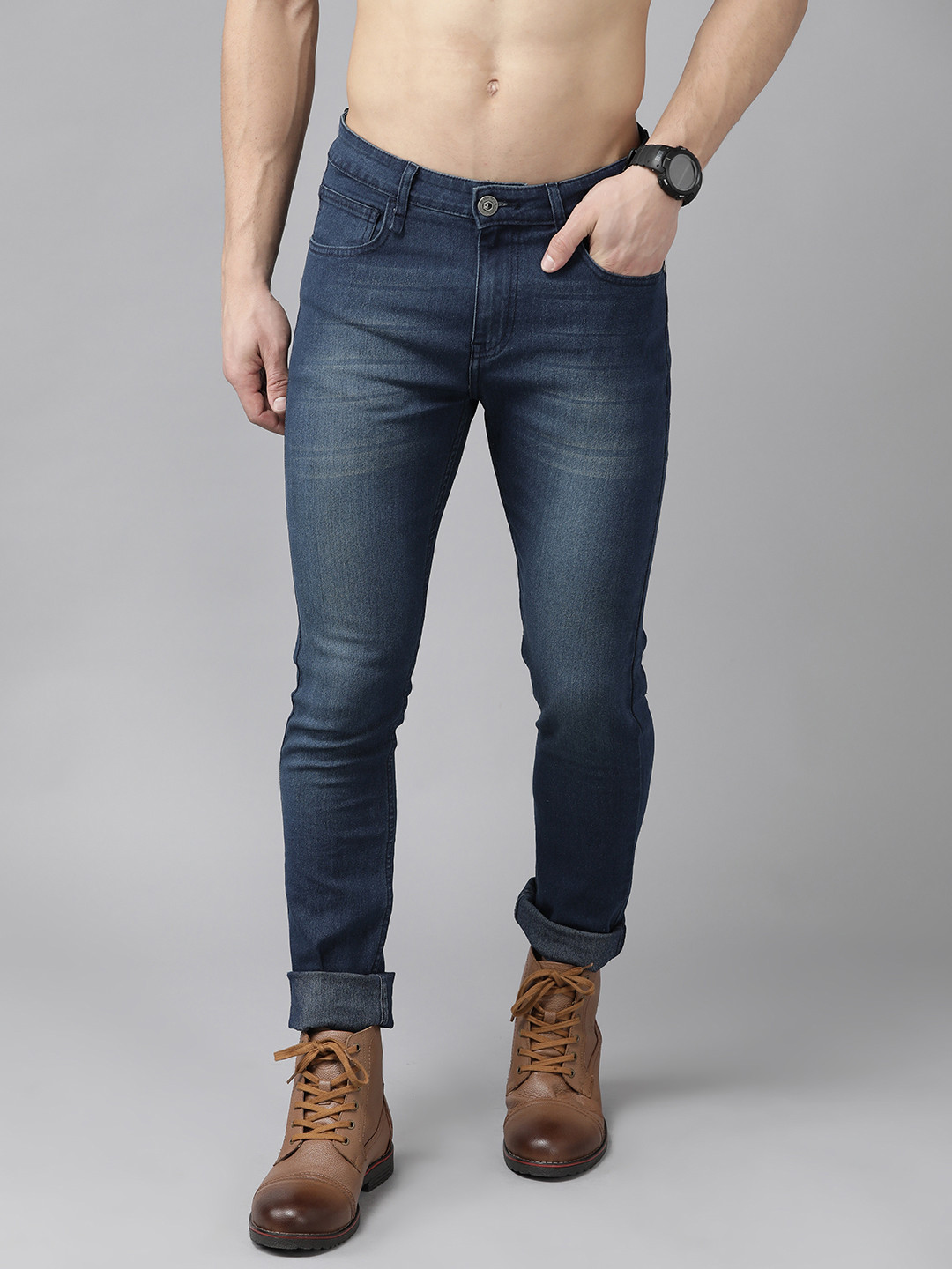 

Roadster Men Navy Blue Skinny Fit Light Fade Stretchable Jeans