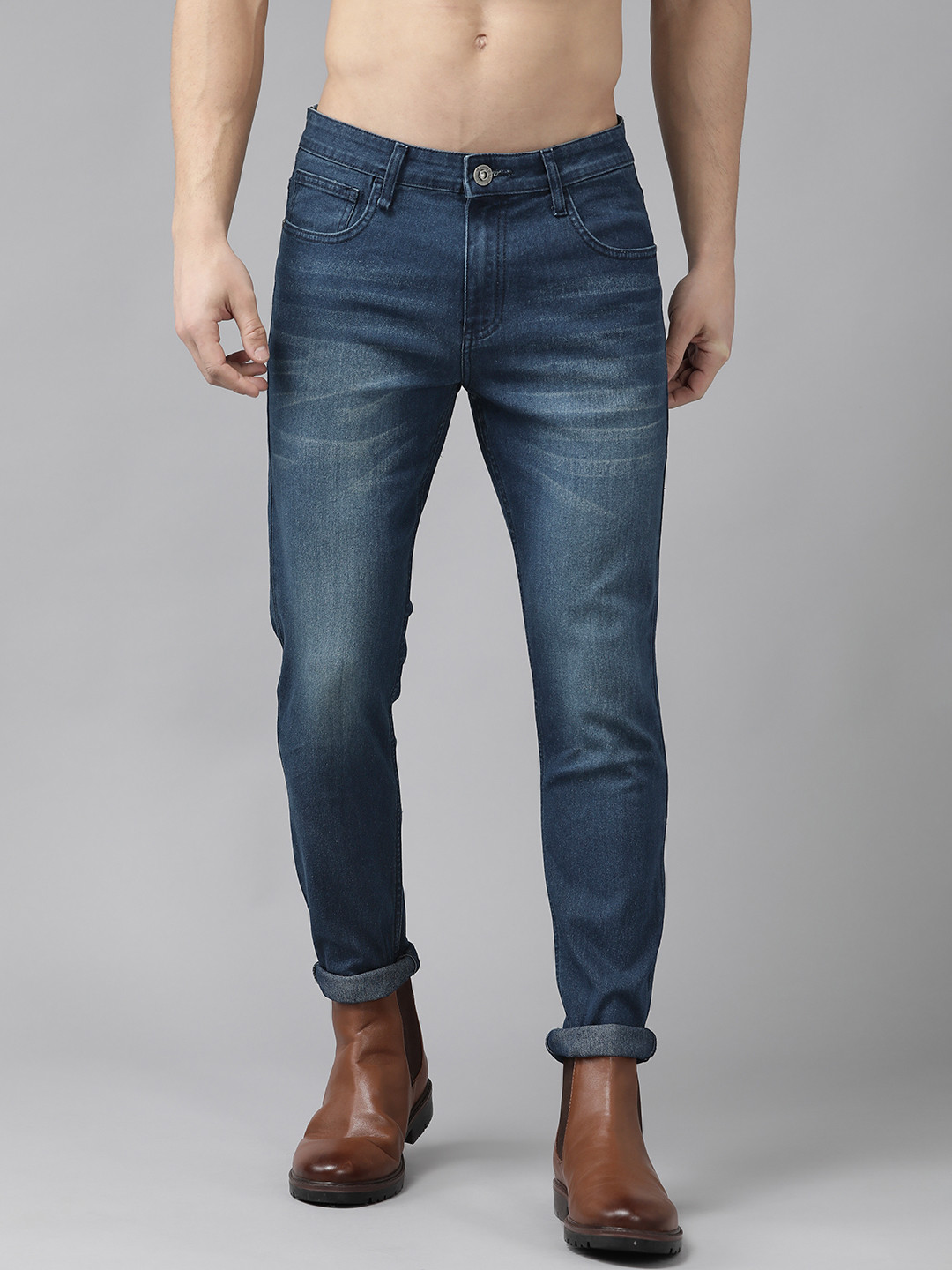 

Roadster Men Navy Blue Light Fade Stretchable Jeans
