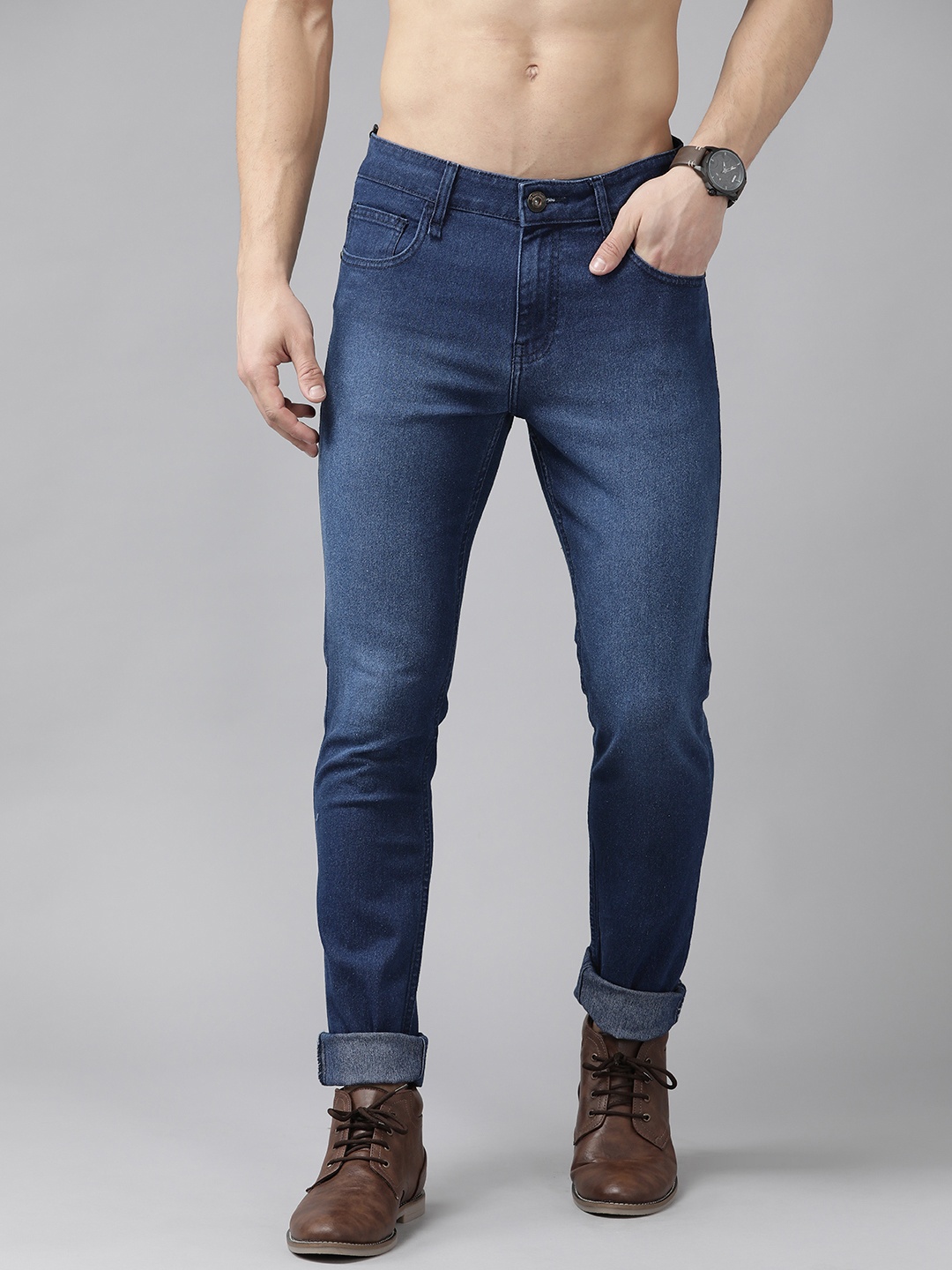 

Roadster Men Navy Blue Slim Fit Light Fade Stretchable Jeans