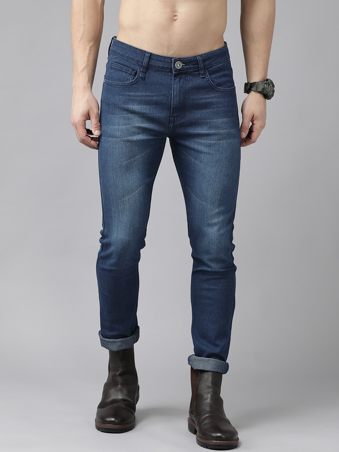 

Roadster Men Navy Blue Skinny Fit Light Fade Stretchable Jeans