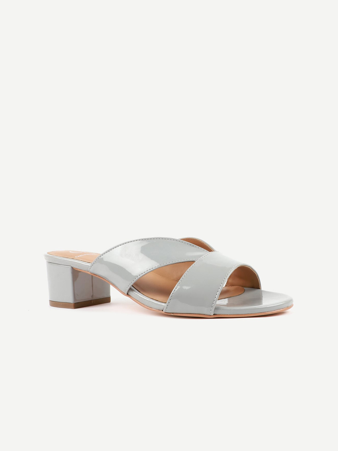 

Carlton London Grey Block Sandals with Buckles