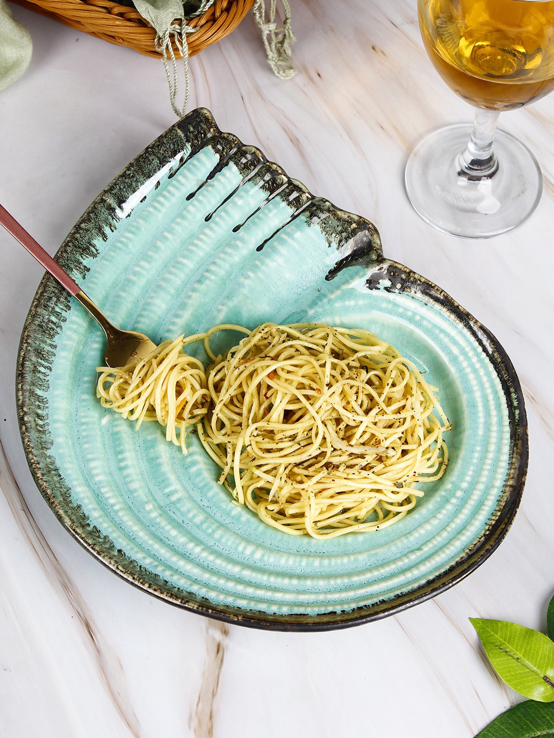 

MARKET99 Turquoise Blue Ceramic Platter
