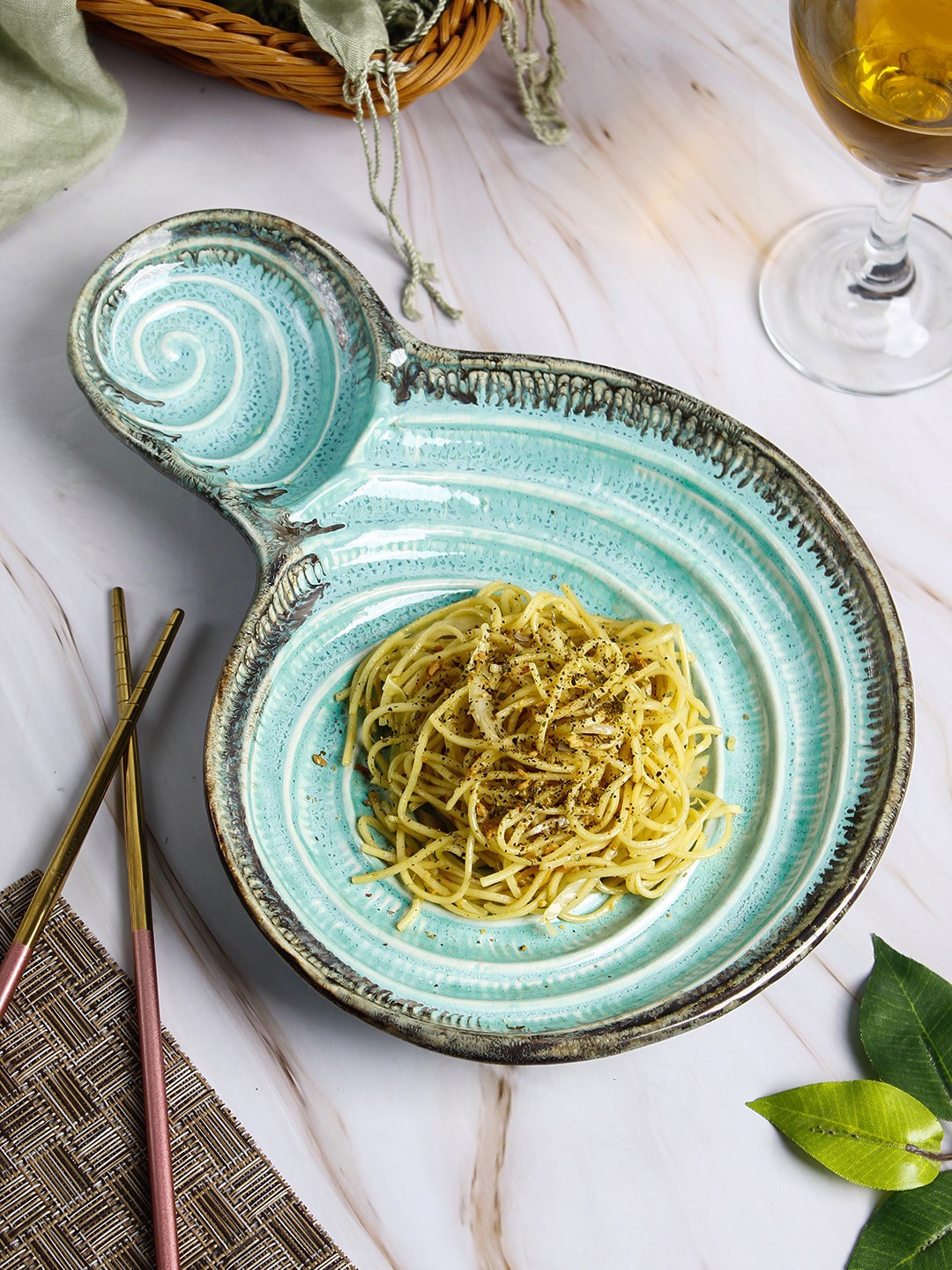

MARKET99 Turquoise Blue Textured Chip N Dip Platter
