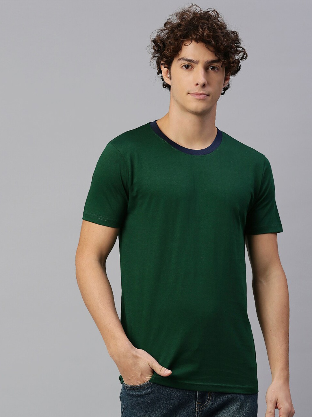 

High Star Men Green Solid T-shirt