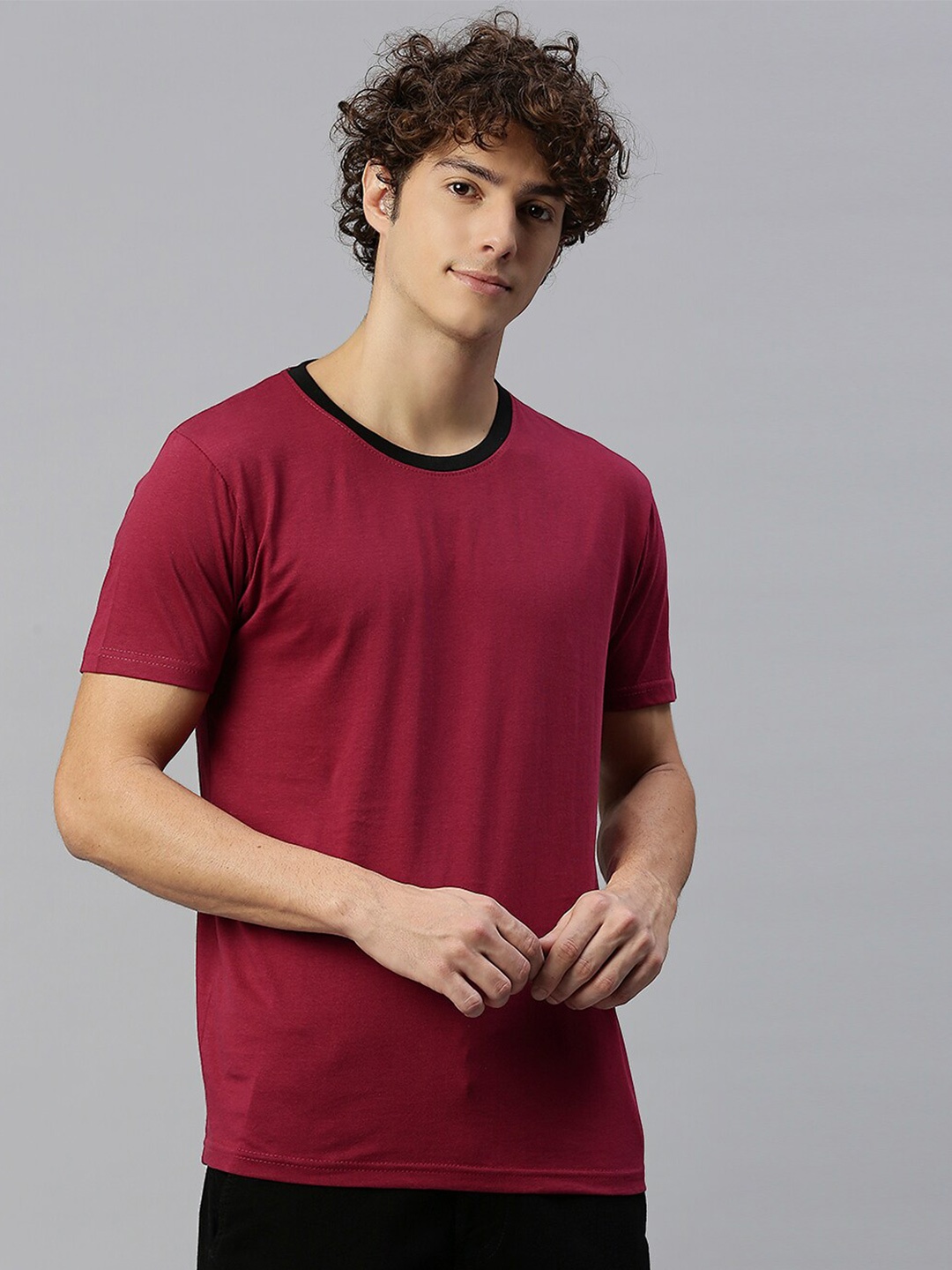 

High Star Men Maroon T-shirt