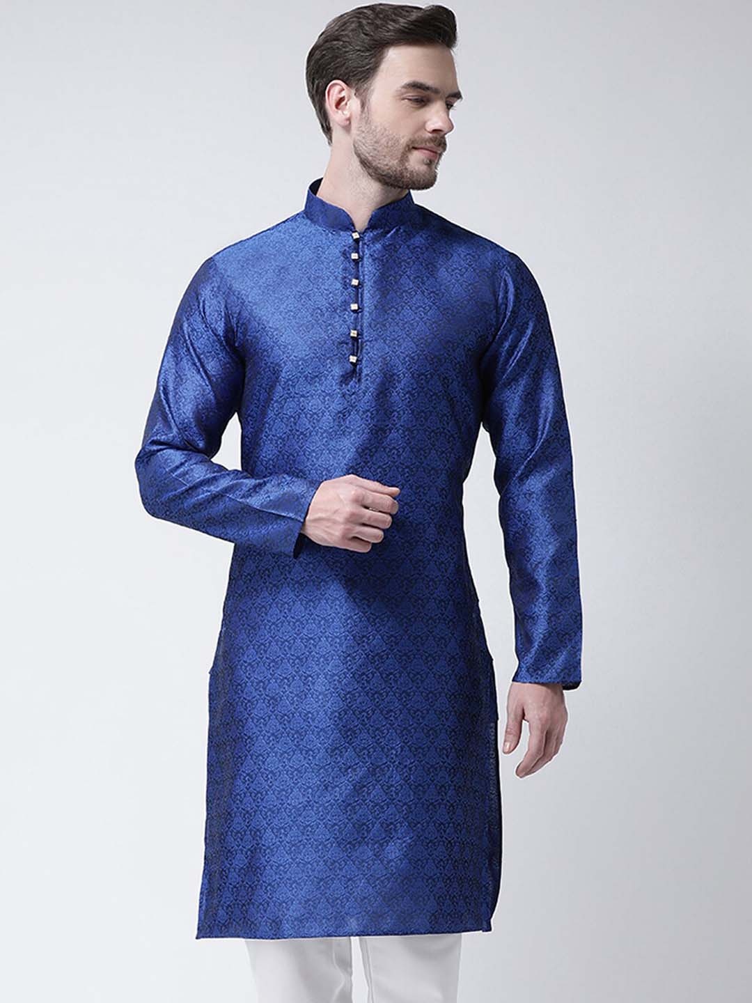 

SG LEMAN Men Blue Thread Work Kurta