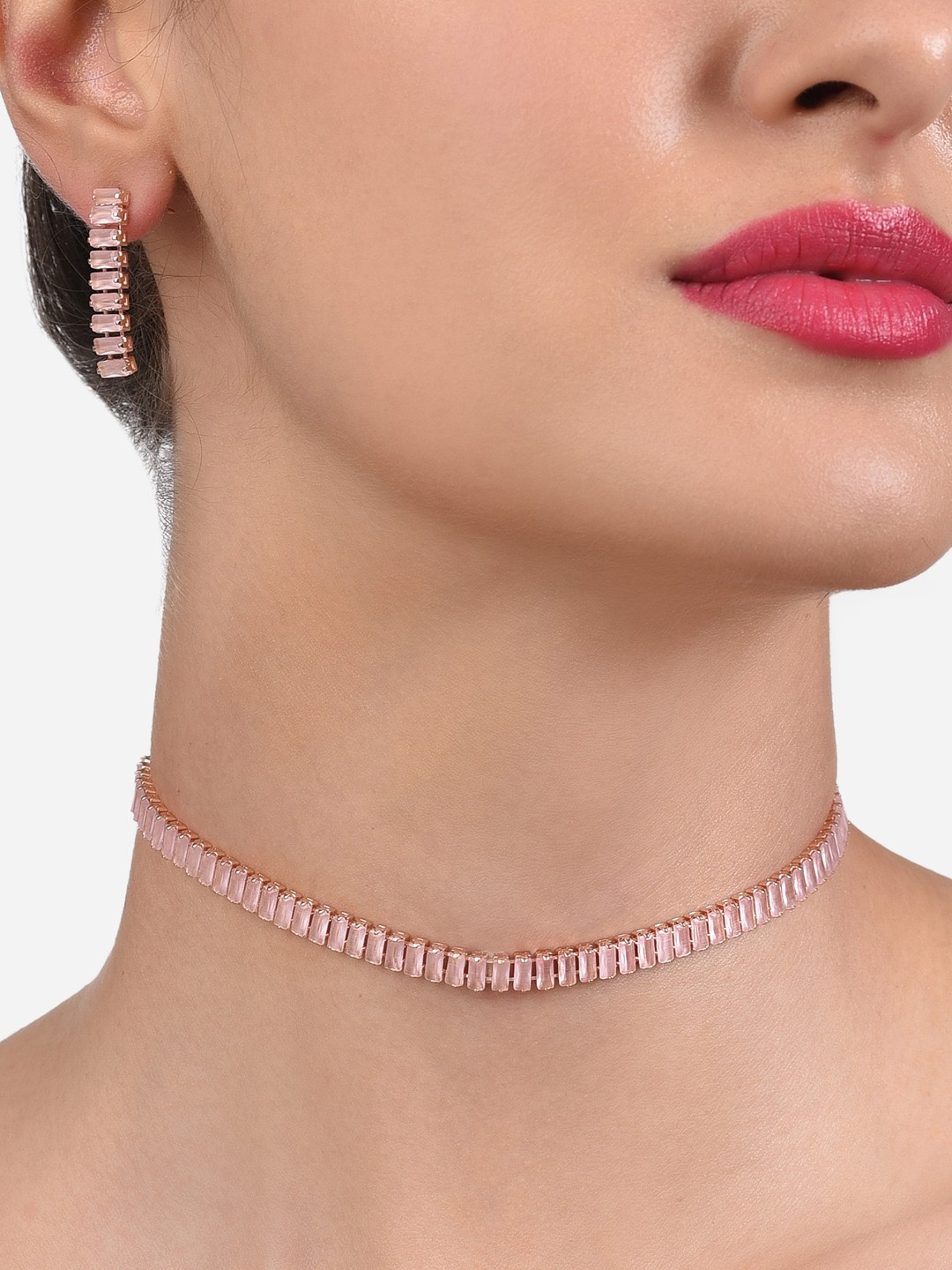 

Zaveri Pearls Rose Gold-Plated & CZ Stone-Studded Jewellery Set