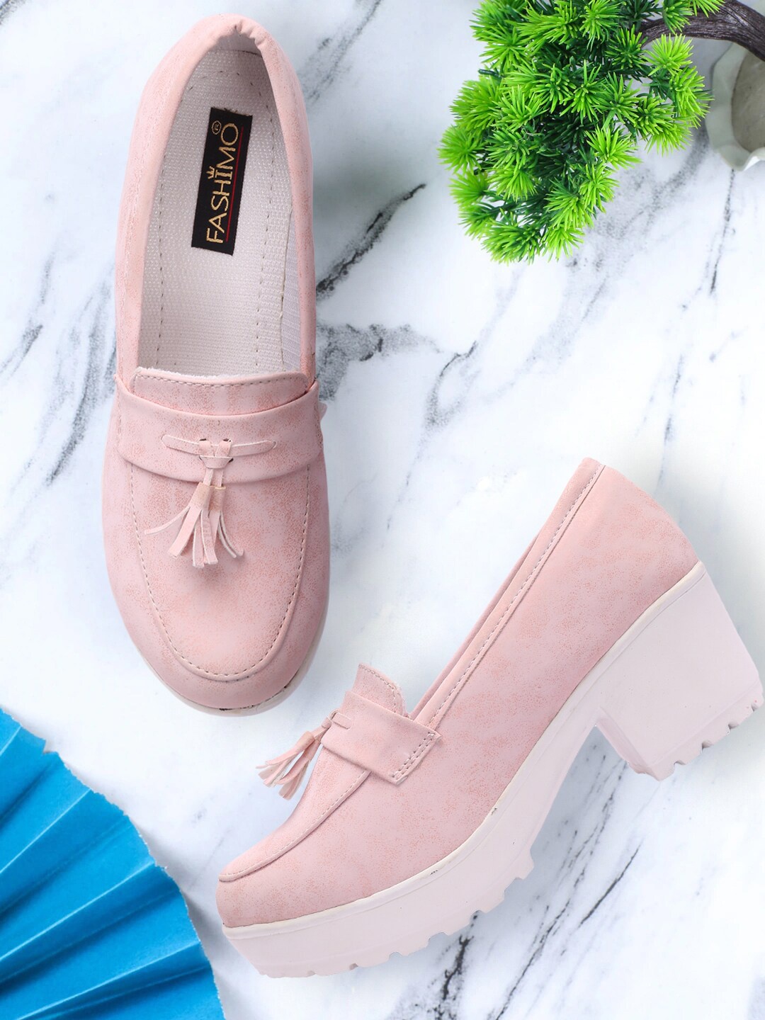 

FASHIMO Pink Block Pumps with Bows
