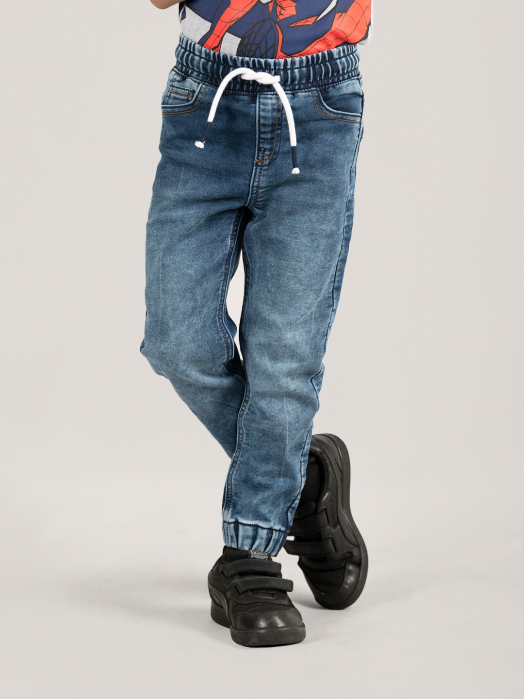 

Zalio Boys Navy Blue Jogger Heavy Fade Jeans