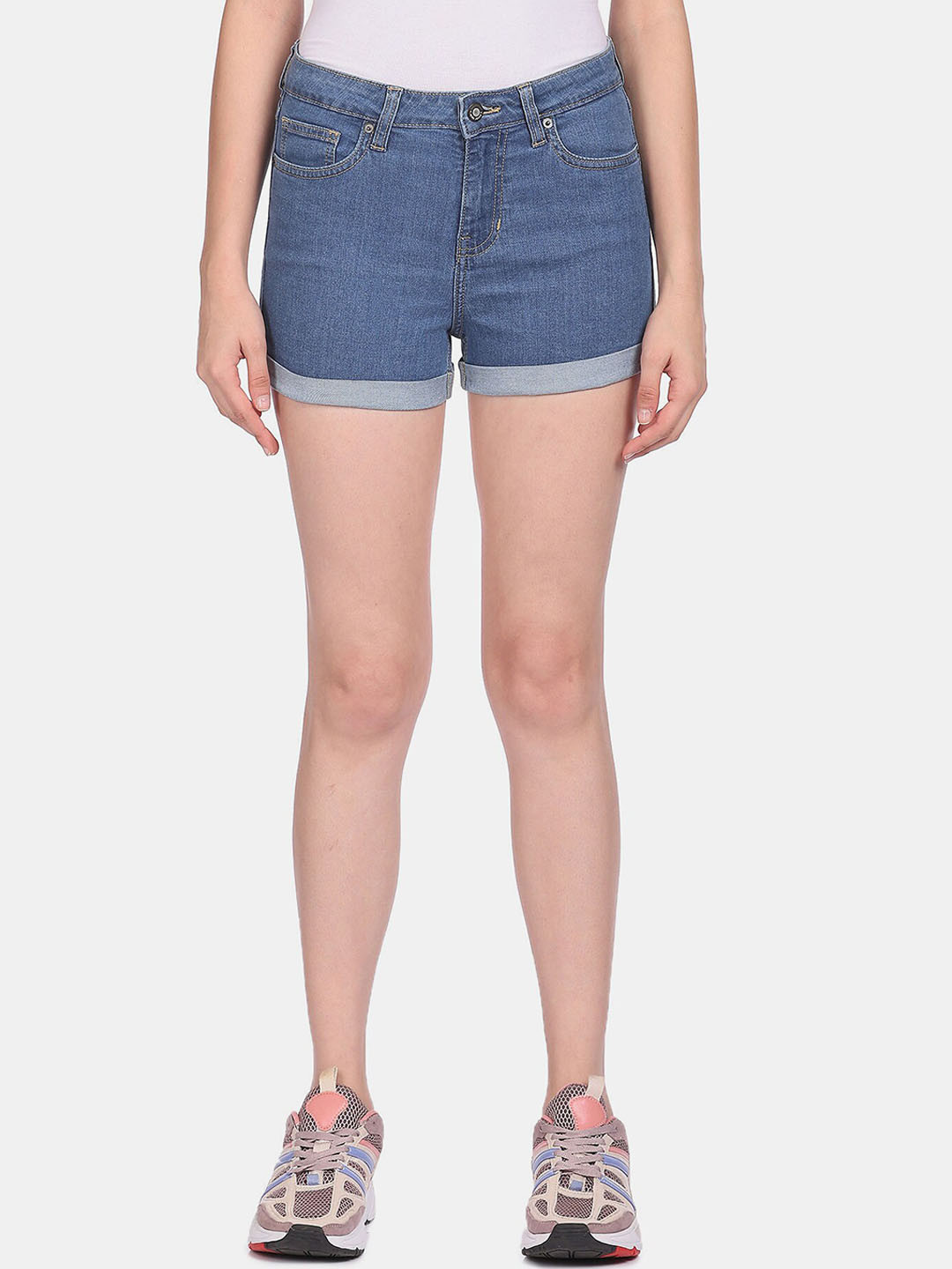 

Aeropostale Women Blue High-Rise Denim Shorts