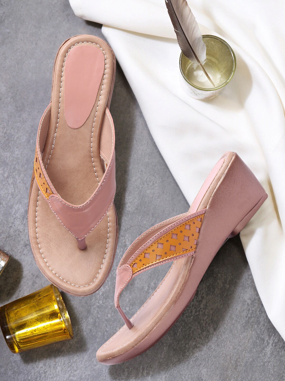 

FASHIMO Women Peach-Coloured Comfort Sandals