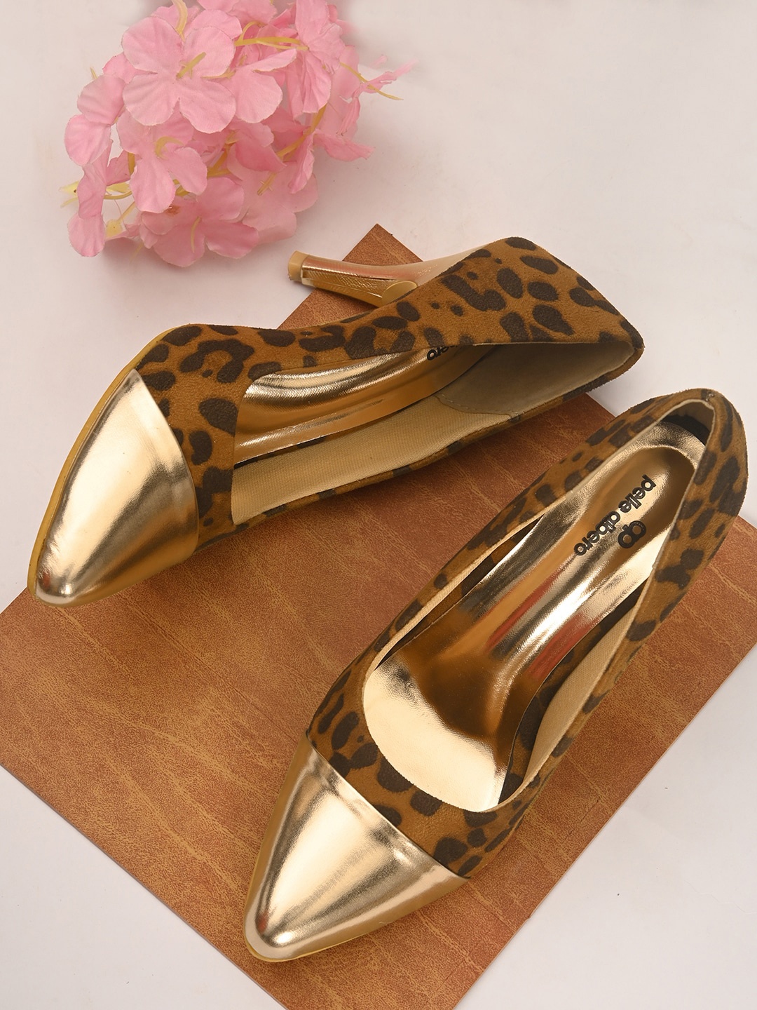 

pelle albero Brown Printed Block Pumps with Buckles